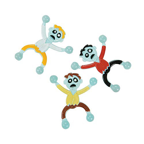 Fun Express - Sticky Zombie Wall Tumbler for Halloween - Toys - Value Toys - Sticky & Stretch Toys - Halloween - 12 Pieces