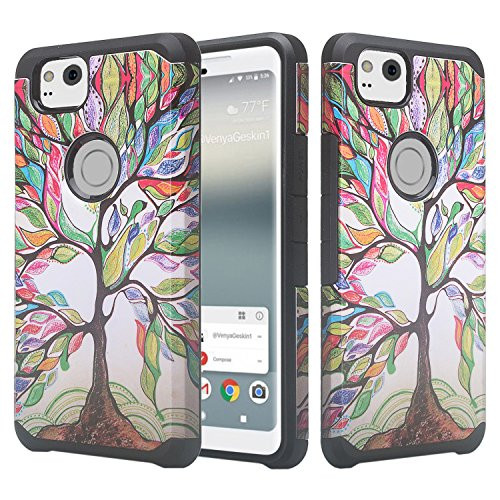 Google Pixel XL 2 Case, Pixel XL 2 [Shock Absorption/Impact Resistant] Hybrid Dual Layer Armor Defender Protective Case Cover for Google Pixel 2 XL (2017 Release) - (Colorful Tree)