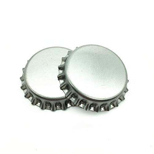 IGOGO 100 PCS Crown Bottle Caps Double Both Sided Colors Craft Linerless 2 Sided Silver