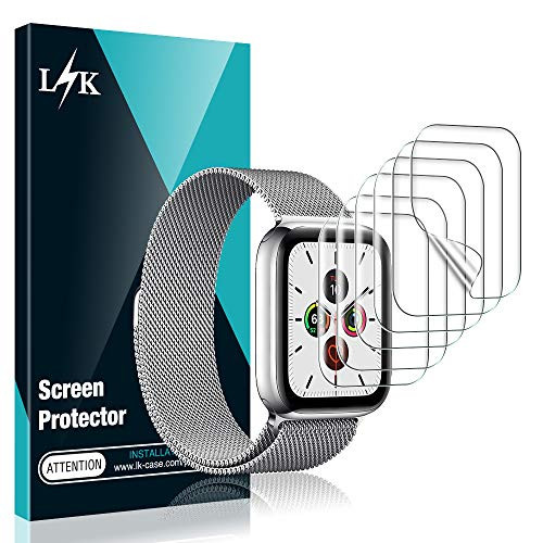 [6 Pack] L K Screen Protector for Apple Watch Series 5 40mm, [Full Coverage] [Self Healing] Anti-Bubble for iWatch 5 Flexible TPU HD Clear Film, Lifetime Replacement Warranty
