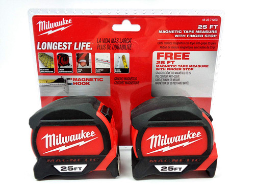 Milwaukee 48-22-7125G-2 - 25 ft. Premium Magnetic Tape Measure (2-Pack)