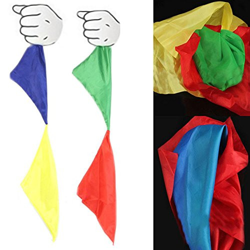 New Double Color Changing Silk Hanky Scarf Magic Props Trick Change Toy