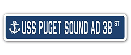USS Puget Sound Ad 38 Street Sign Us Navy Ship Veteran Sailor Gift