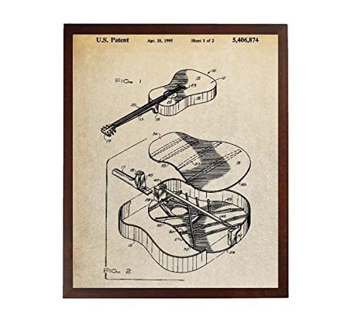 Turnip Designs Acoustic Guitar Patent Prints Musician Gifts Martin Guitar Poster Music Room Wall Art Studio Decor TDP1075