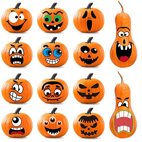 Whaline 64Pcs Halloween Pumpkin Stickers, 14 Funny and Classic Pumpkin Expressions Stickers for Pumpkins and Squashes, Make Your Own Jack-O-Lantern Face Decals for Halloween Party Decoration Whaline 64Pcs Halloween Pumpkin Stickers, 14 Funny and Classic Pumpkin Expressions Stickers for Pumpkins and Squashes, Make Your Own Jack-O-Lantern Face Decals for Halloween Party Decoration