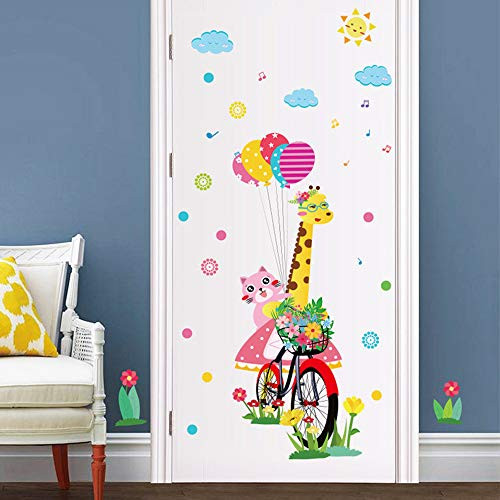 Cartoon Animals Wall Stickers Mural Decals for Kids Room Nursery Bedroom Wardrobe Door Wall Decoration Removable Art Decal (Giraffe)