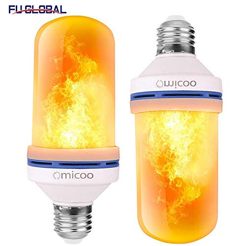 Omicoo LED Flame Effect Light Bulb(2 Pack), 4 Modes Flame Light Bulbs with Upside Down Effect, E26/27 Base, Flame Bulb for Atmosphere,Halloween,Vintage,Decoration,Festival Gift