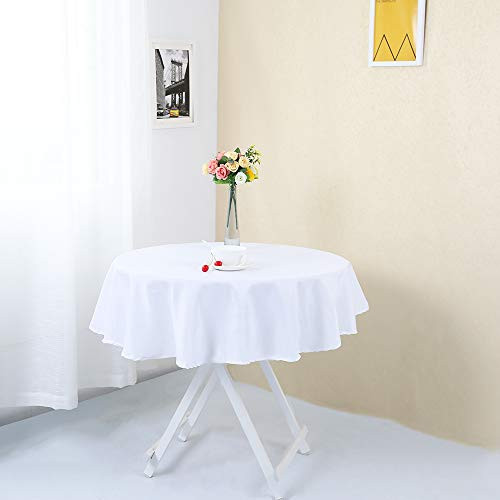 Zdada White 50inch Outdoor Home Picnic Round Polyester Table Cloth Cover