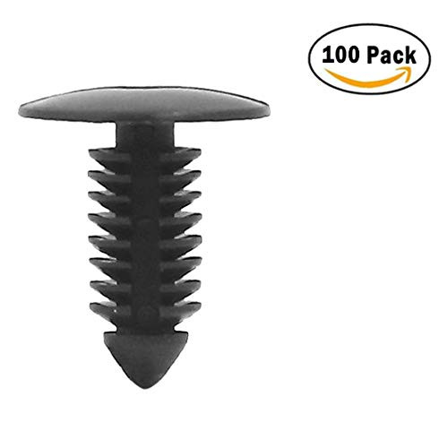 ZYHW Bumper Fender Clips Plastic Fastener Rivet Clips Push Type Retainer Rivet Clips for Car Fender Bumber Body Nylon Black Push Pins Clips 6mm Hole 100 Pcs