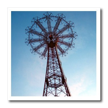 3dRose ht_1191_1 Coney Island Parachute Jump-Iron on Heat Transfer Paper for White Material, 8 by 8-Inch