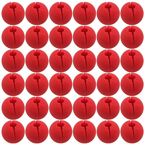 LONG7INES 36Pcs Red Foam Nose Circus Clown Nose, Novelty Clown Nose Value Pack for Circus Costume Party, Halloween, Red Nose Day, Activity Trick Toys, Cosplay & More