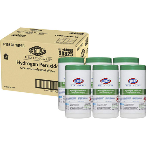 Clorox Healthcare Hydrogen Peroxide Cleaner Disinfectant Wipes, 155 Count Canister (Pack of 6)
