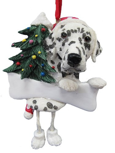 Dalmatian Ornament with Unique "Dangling Legs" Hand Painted and Easily Personalized Christmas Ornament
