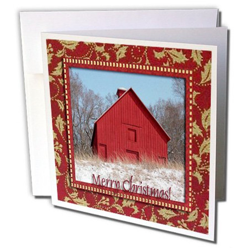 3dRose Red Barn Merry Christmas - Greeting Cards, 6 x 6 inches, set of 12 (gc_27389_2) 3dRose Red Barn Merry Christmas - Greeting Cards, 6 x 6 inches, set of 12 (gc_27389_2)
