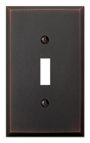 Amerelle Manhattan Single Toggle Cast Metal Wallplate in Aged Bronze