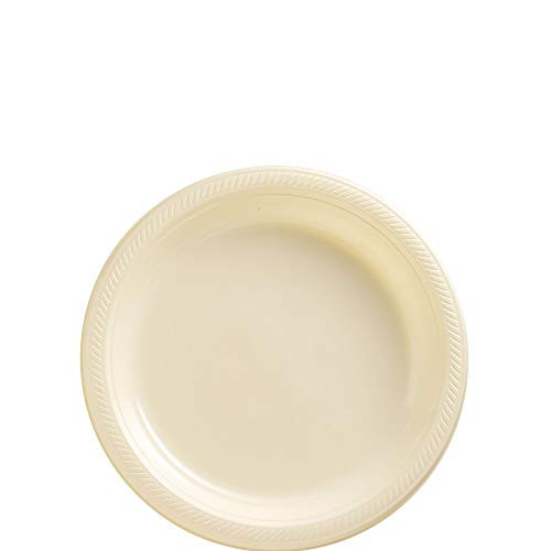 Big Party Pack Vanilla Crème Plastic Plates | 7" | Pack of 50 | Party Supply