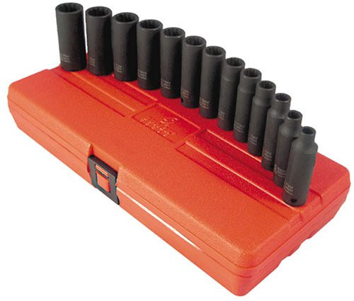 Sunex 3682 13 Piece 3/8-Inch Drive Deep Metric 12 Point Impact Socket Set