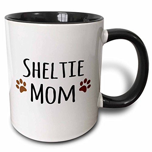 3dRose 154194_4 Sheltie Dog Mom Mug, 11 oz, Black