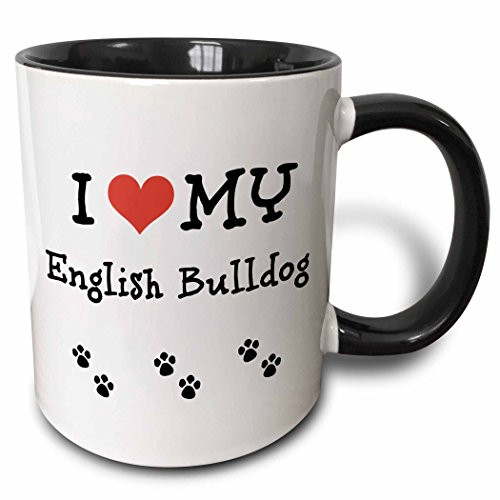 3dRose 183662_4 I I Love My - English Bulldog Two Tone Mug, 11 oz, Black
