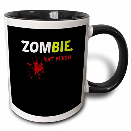 3dRose 178707_4 Zombie Eat Flesh Two Tone Mug, 11 oz, Black