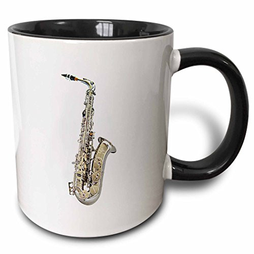 3dRose 4112_4 Saxophone-Two Tone Black Mug, 11 oz, Multicolored 3dRose 4112_4 Saxophone-Two Tone Black Mug, 11 oz, Multicolored