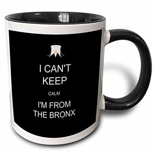 3dRose mug_172336_4"I Can Not Keep Calm I Am From The Bronx Two Tone black" Mug, 11 oz, Black/White