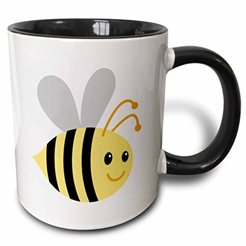 3dRose 224192_4""Cute Cartoon Bumble Bee" Mug, 11 oz, Black
