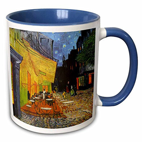 3dRose 155653_6 Cafe Terrace at Night by Vincent van Gogh Mug, 11 oz, Blue