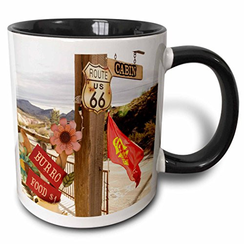 3dRose 142407_4""Route 66, Oatman, Arizona, Usa" Mug, 11 oz, Black