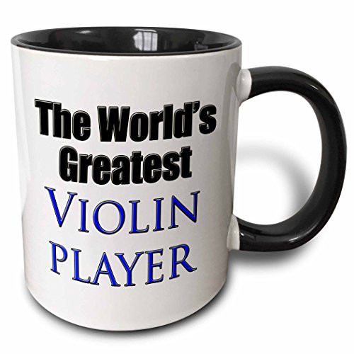3dRose 123108_4""World's Greatest Violin Player, Blue" Two Tone Mug, 11 oz, Black/White