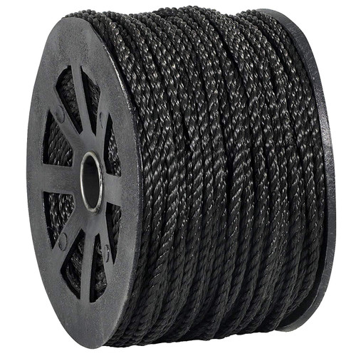 Aviditi TWR103 Polypropylene Twisted Rope, 600' Length x 1/4' Width, 1150 lbs Tensile Strength, Black