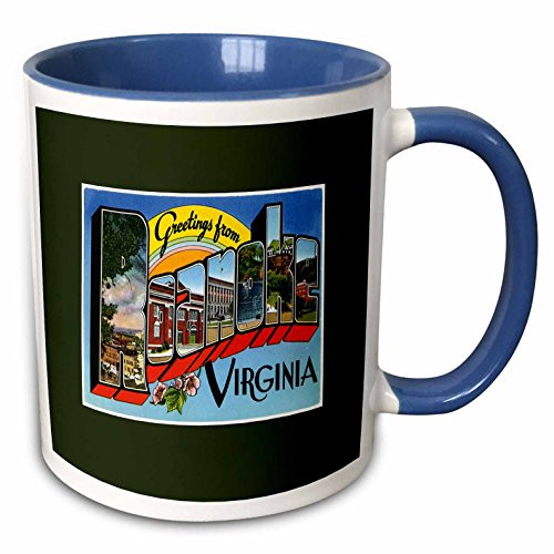3dRose 170764_6"Greetings from Roanoke Virginia Scenic Postcard Reproduction Two Tone Mug, 11 oz, Blue 3dRose 170764_6"Greetings from Roanoke Virginia Scenic Postcard Reproduction Two Tone Mug, 11 oz, Blue