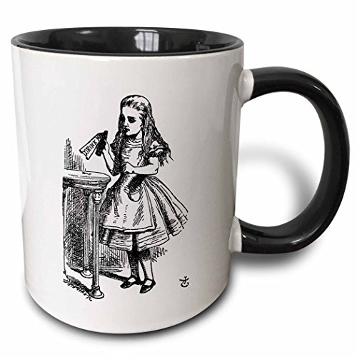 3dRose 193794_4 Alice In Wonderland Key Opening The Door - John Tenniel Illustration Mug, 11 oz, Black/White 3dRose 193794_4 Alice In Wonderland Key Opening The Door - John Tenniel Illustration Mug, 11 oz, Black/White