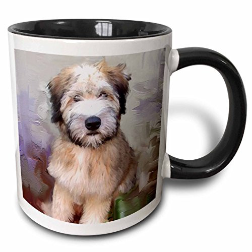 3dRose 4810_4 Soft Coated Wheaten Terrier - Two Tone Black Mug, 11 oz, Multicolored
