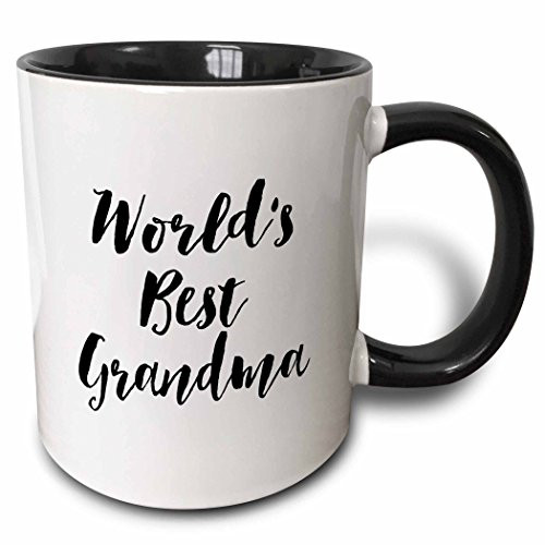 3dRose 219515_4 Phrase - Worlds Best Grandma Mug, 11 oz, Black