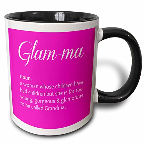 3dRose 220003_4 Print Of Glam-Ma, Hot Pink Background Mug 11 oz Black