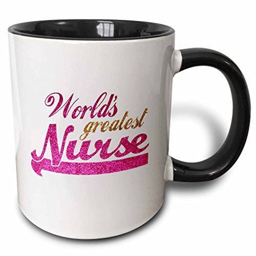 3dRose 151314_4 Worlds Greatest Nurse Mug, 11 oz, Black