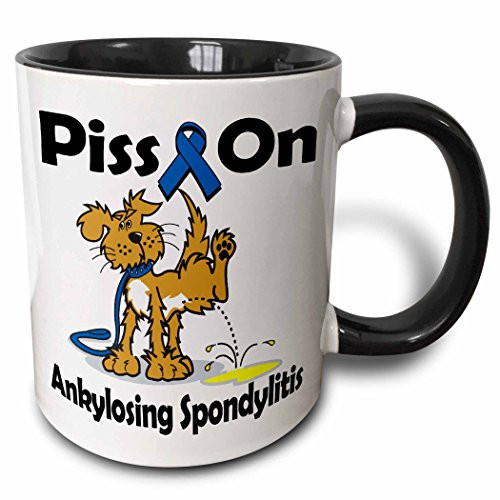 3dRose 115781_4""Piss On Ankylosing Spondylitis Awareness Ribbon Cause Design" Two Tone Mug 11 oz Black/White