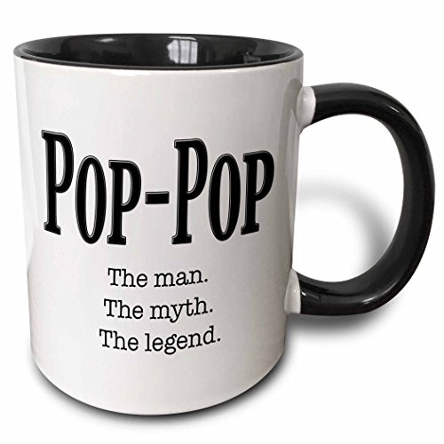 3dRose 149789_4 Pop The Man The Myth The Legend" Mug, 11 oz, Black