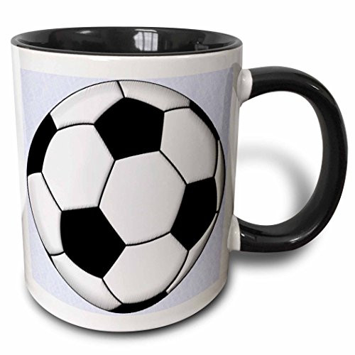 3dRose mug_50318_4"Soccer Ball Champ" Two Tone Black Mug, 11 oz, Multicolor