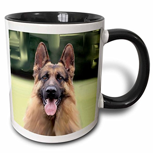 3dRose 4434_4""German Shepherd" Two Tone Black Mug 11 oz Multicolor