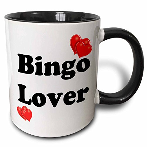 3dRose 108315_4 Bingo Lover Two Tone Black Mug, 11 oz, White