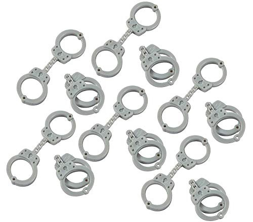 Kicko Rubber Mini Handcuffs 3.5 Inches - Pack of 12 - Gray - for Kids - Party Favors, Bag Stuffers, Fun, Toy, Prize, Pinata Fillers