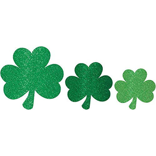 St. Patrick's Day Mini Glitter Paper Assorted Shamrock Cutouts, 6 Pk. | Party Decoration