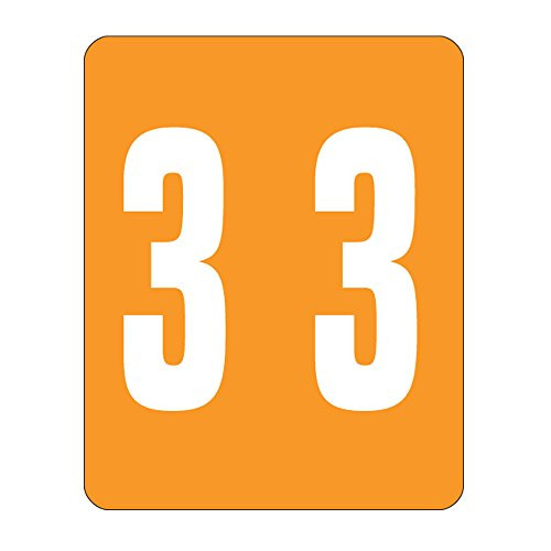 Smead Color-Coded Numeric 3, Label Roll, Orange, 250 per Roll (67493)