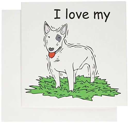 3dRose Cute and Cuddly Canine I Love My White Bull Terrier Greeting Cards, Set of 6 (gc_129058_1)