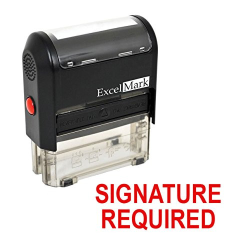 Signature Required Self Inking Rubber Stamp - Red Ink