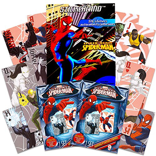 Marvel Spiderman Playing Cards Set -- 2 Decks and Stickers (Spiderman Card Games)
