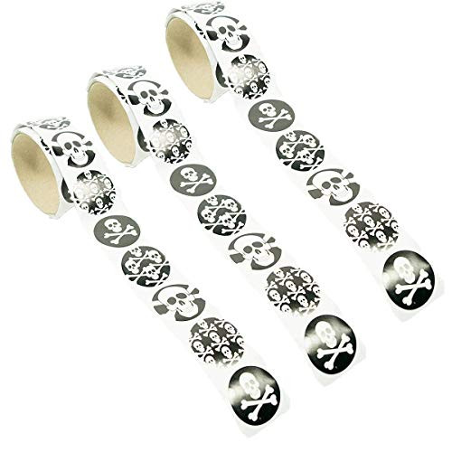 Fun Express Skull and Crossbones Sticker Roll (3 Pack)