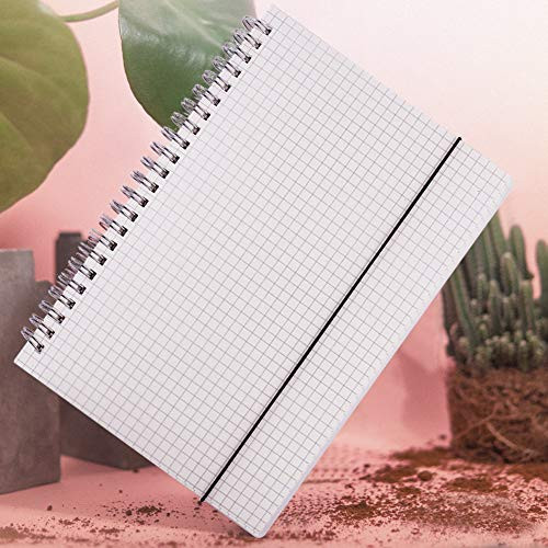 B5 Transparent Hardcover Square Grid Spiral Notebook/Journal from Shining Soul, 8.5 Inches x 11 Inches Notebook, Elastic Closure Strap, 80 Sheets Acid-Free Thick Notebook Paper (Square Grid)